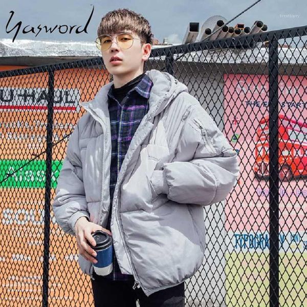 

yasword men parka solid color thick coat winter jackets warm winter casual windproof hooded fur male cotton padded overcoats1, Black