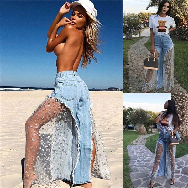 

женщины скинни flare denim джинсы ретро белл нижняя широкая нога брюки брюки брюки шнурки сексуальные модисты женщина джинсы seethrough джин, Black;white