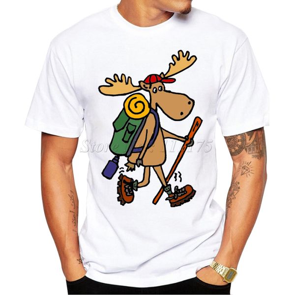 

2018 год новая мода смешные moose напечатанных мужская высокого качества тенниска прохладный tops hipster стиль повседневная футболка спорти