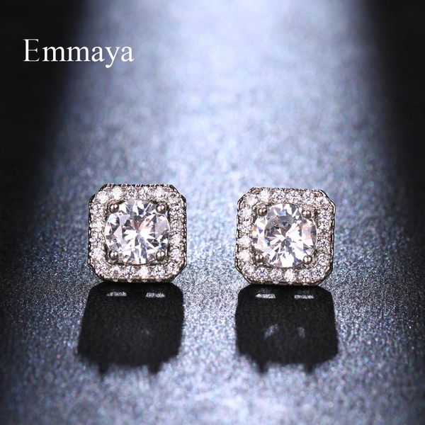 

emmaya classic geometry shape square earring three color choice zirconia jewelry women wedding party charming gift, Golden;silver