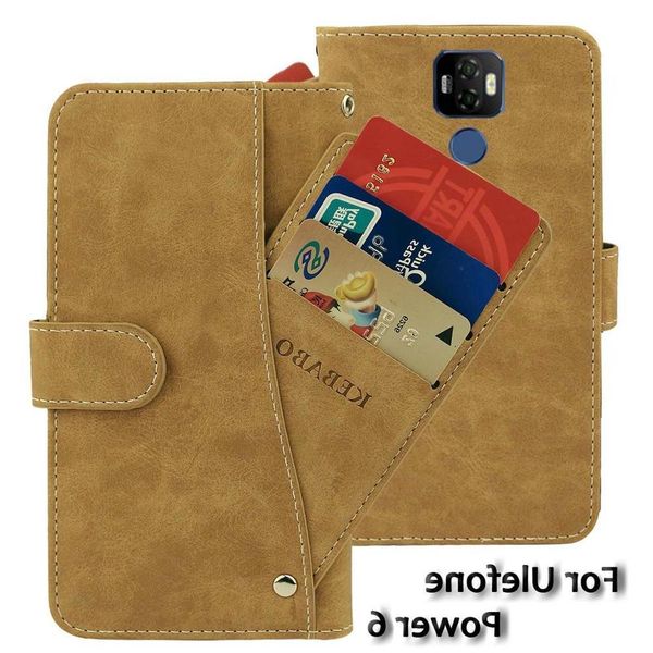

кожаный бумажник ulefone питания 6 6.3" дело флип ретро люкс front card slots случаи крышки бизнес магнитный телефон мешки