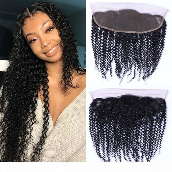 

13x4 lace frontal closure 8-18 inch peruvian kinky curly human hair closure ear to ear lace frontal part, Black;brown
