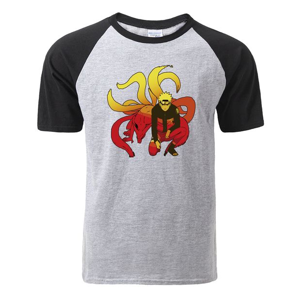 

new kyubi naruto summer fashion streetwear hip hop harajuku printed naruto men's raglan sport hooded sweatshirt hoodie men t shirt