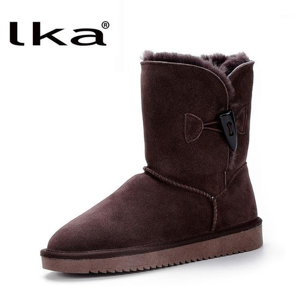 

new arrival 100% real fur classic mujer botas waterproof genuine cowhide leather snow boots winter shoes for women1, Black