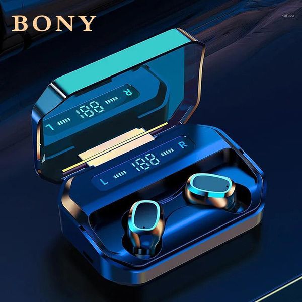 

bony sports waterproof earbuds headsets with microphone bluetooth 5.1 earphones charging box wireless headphone 6-8d stereo1