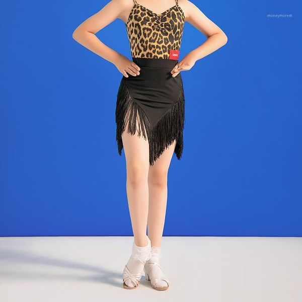 

stage wear latin dance fringe practice skirt for girls competition performance clothes ballroom rumba tango vo12961, Black;red