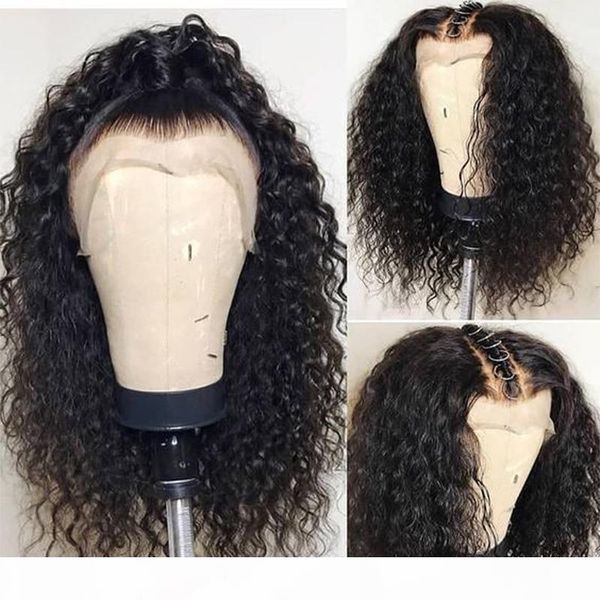 

human hair hd lace front wigs 13x4 frontal pre plucked virgin malaysian curly transparent hd full lace wig for african american, Black;brown