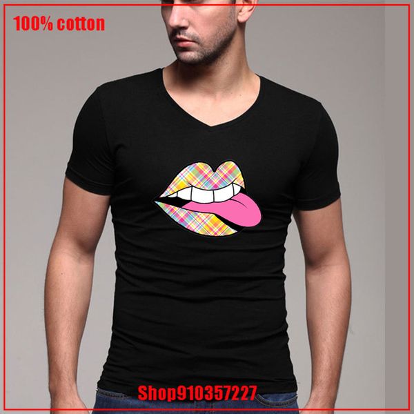 

unique fashion bright yellow pink plaid mouth man plus size comfortable all tees white slim couple sport hooded sweatshirt hoodie t shirt