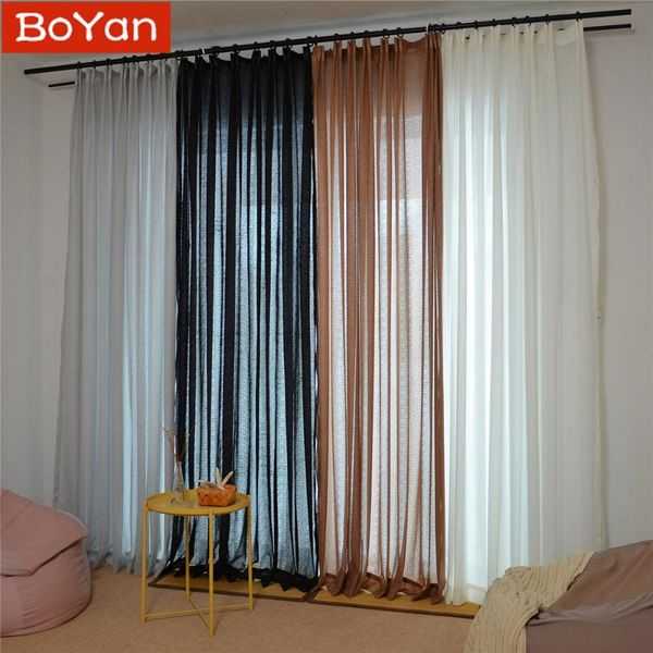 

thicken 4 colors elegant solid black white tulle sheer curtain for bedroom screen living room window decor balcony salon draps