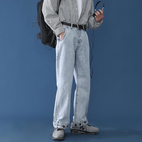 

2021 spring new fall feeling wide leg jeans men's fashion street trend ns casual mopping daddy long pants, Blue