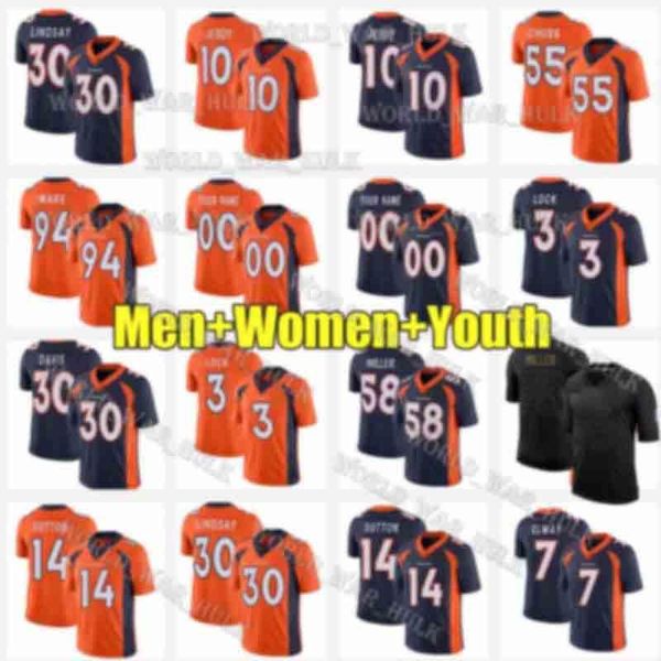 

mens womens youth 18 peyton manning 3 draw lock 10 jerry jeudy jersey 80 rod smith 14 coothland sutton von miller denver бронко, Black;red