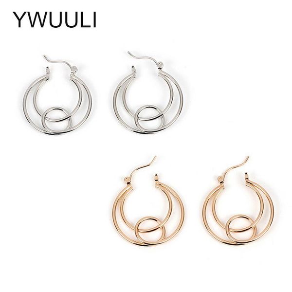 

hoop & huggie ywuuli vintage simple design knot aros round circle earrings for women geometric pendientes fashion jewelry ry209, Golden;silver