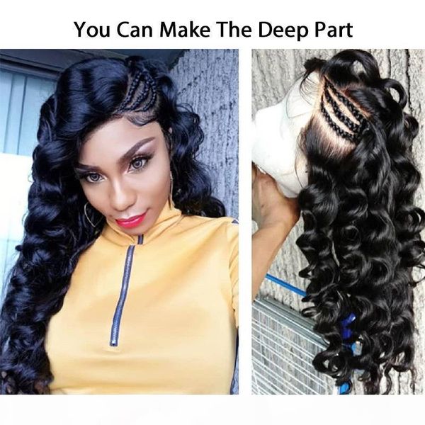 

glueless deep curly human hair wigs for black women remy hair wigs with baby hair 150 density natural color, Black;brown