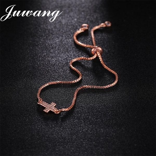 

link, chain juwang 4 colors cross braceler&bangle for woman girl cubic zirconia crystal rhinestone bracelets wholesale, Black