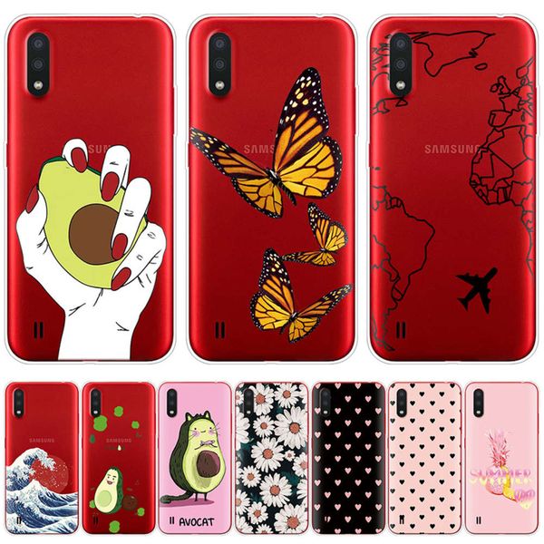 

case cover soft silicone coque for samsung galaxy a01 galaxya01 a 01 a015 5.7inch summer protective fundas