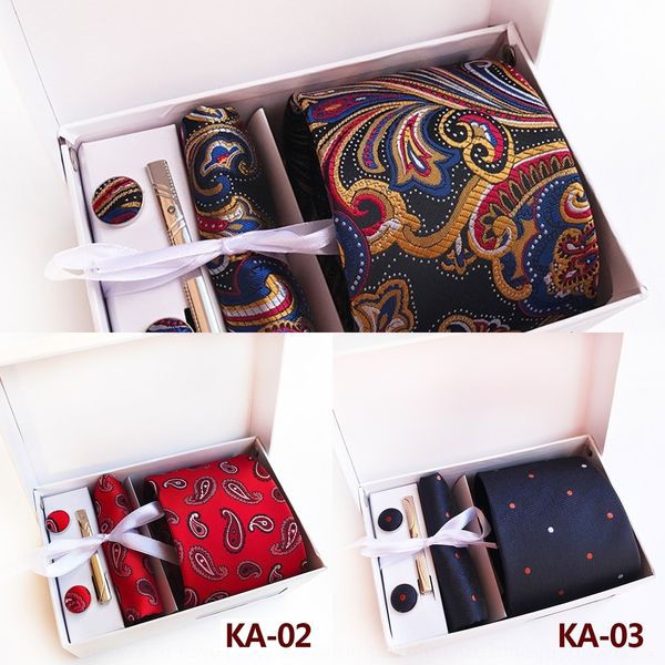 

aqxh men's silk stripestie necktie yellow orange blue jacquard party wedding fashion woven design box gz7291333, Black;blue