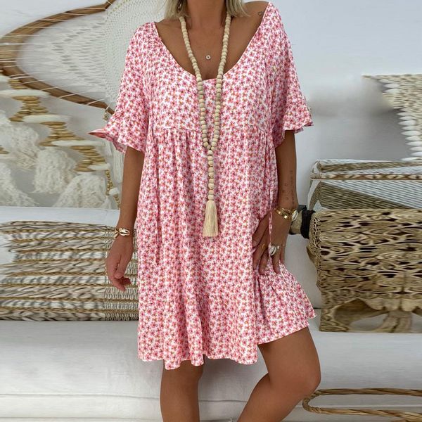 

women's ladies mini dress summer print short sleeve dress fashion women clothing vestidos de festa sundress 2021, Black;gray