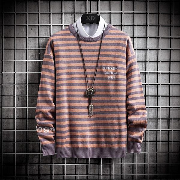 

sweater men's korean fashion personality versatile striped sweater winter knitted bottomed shirt autumn winter top, White;black