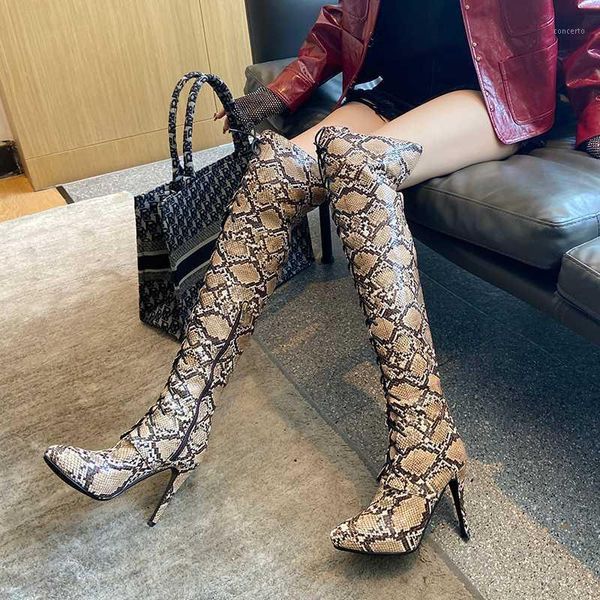

thin high heels women's shoes woman 2020 party women knee-high boots woman1, Black