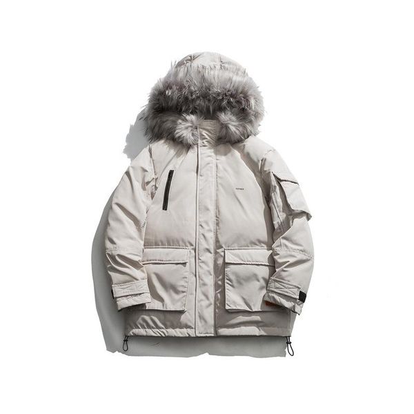 

men's down & parkas 2021 winter thickened coat and overalls with hooded fur collar cotton suit for men, Black