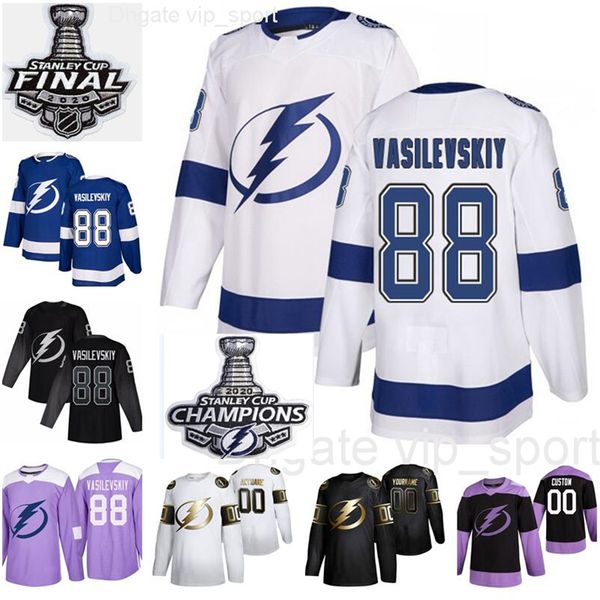 

champions stanley cup 2020 finals 88 andrei vasilevskiy jerseys men women kids tampa bay lightning hockey blue white black man youth woman, Black;red