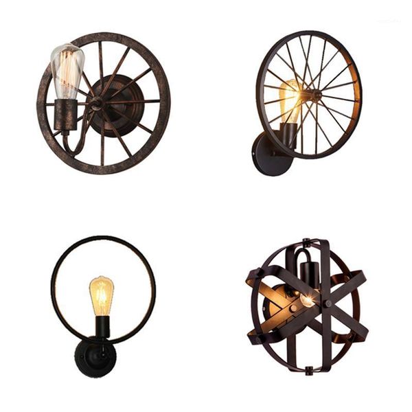 

wall lamp loft retro nostalgic industrial wind personality bar aisle hair salon round iron creative designer lamp1