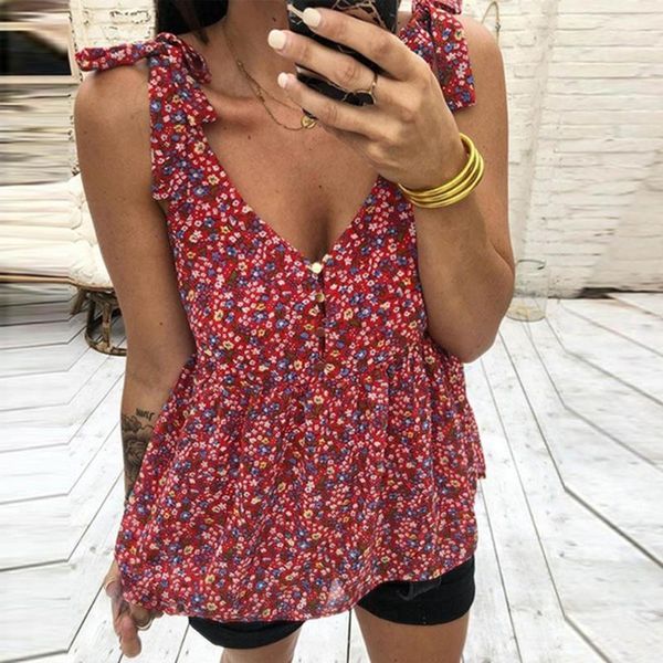 

are you sure not to click in and see women's summer fashion sleeveless v-neck casual loose print beach tank factory outlet1, White