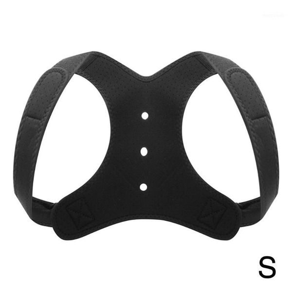 

brace support belt adjustable workplace health care breathable back shoulder posture corrector outdoor home magic sticker lumbar1, Black;blue