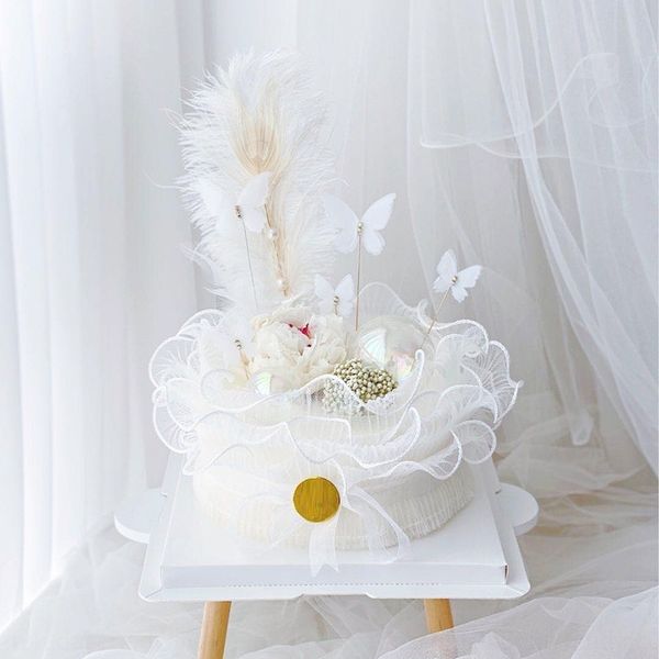 

2onj2 red net девушка марли cakenet торт украшение вокруг расположение края украшения день китайского валентина розы гофрированная лепешку 9