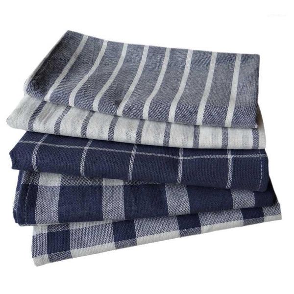 

table napkin 5pcs/lot solid color simple style blue series yarn-dyed cloth napkins towels kitchen dishcloth baking mat 50x70cm1