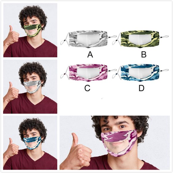 

dhl transparent face mask camouflage washable reusable 2020 masks anti dust antifog clear designer face mask 4 colors pa