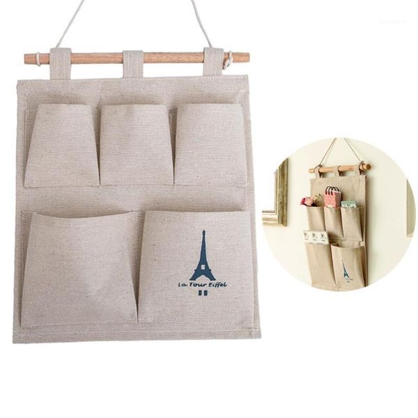 

1pc over the door pocket sturdy multi-pocket rustic sundries organizer for bedroom1