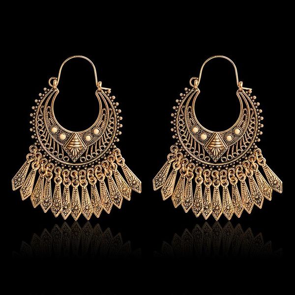 

dangle & chandelier bronze crescent moon charm drop earrings with tassel for women bohemian jewelry ethnic earring gift her, Silver