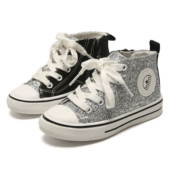

kids for girl canvas boys sneakers 2020 spring autumn girls shoes glitter short solid fashion children shoe, Black;red