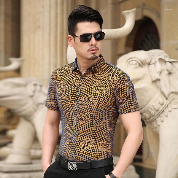 

men silk velvet shirt 2017 summer men shirts short sleeve party casual dress shirts1, White;black