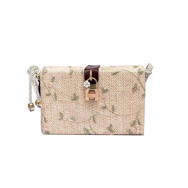 

summer beach handbags women messenger bags square straw hand woven ladies crossbody bag shoulder rattan bags bolsa feminina