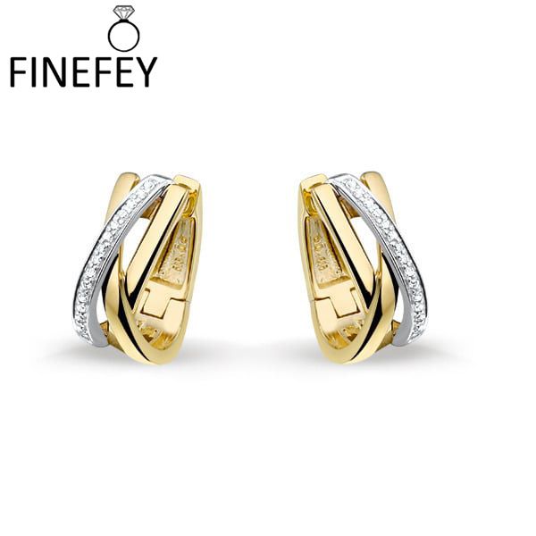 

jewelry sets finefey s925 sterling silver round cubic linear hoop earrings