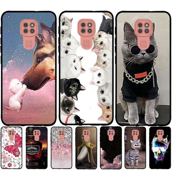 

bgmotorcycle e7 plus silicone case, motorola e7 plus soft case with cat paint, motorcycle e7 plus black tpu caseza