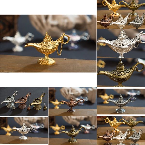 

excellent fairy tale aladdin magic incense burner vintage retro tea pot genie lamp aroma stone home ornament metal c 1 nzkf7