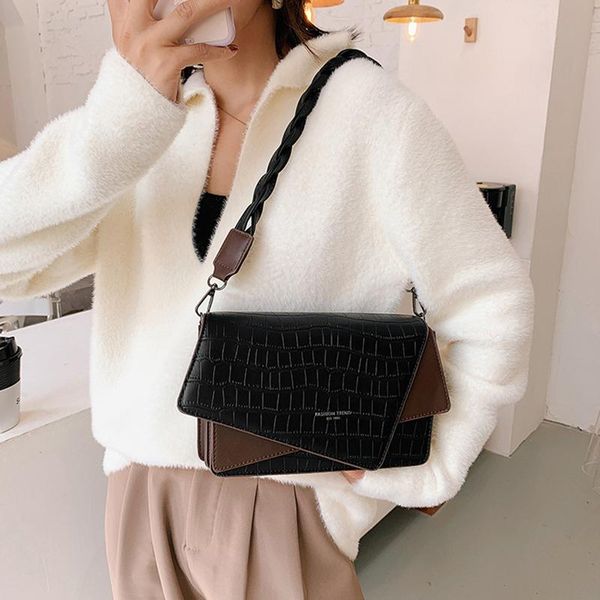 

small pu leather crossbody bags for women soft crocodile print purses and handbags luxury designer female shopper shoulder bag