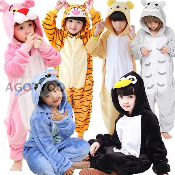 

children kids pajamas winter sleepwear boys onesies girls pajama set kigurumi unicorn stitch panda dinosaur animal baby pyjamas c1019, Blue;red