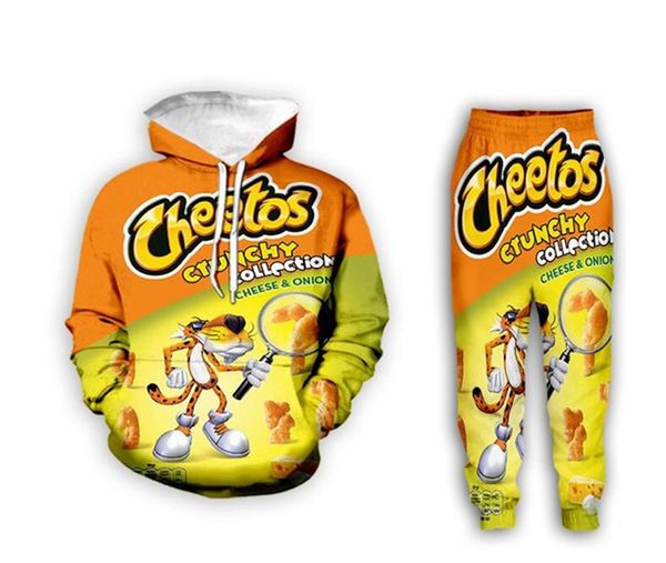 

new men/womens cheetos puffs 3d print casual fashion hoodies/sweatpants hip hop tracksuits z37, Gray