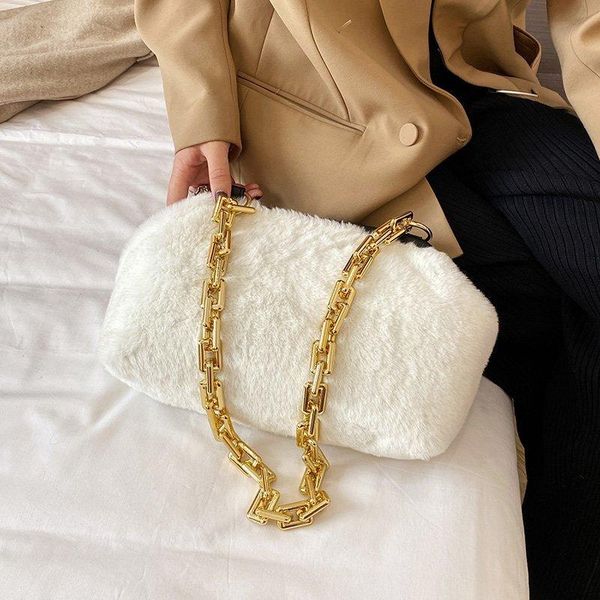 

autumn and winter fashion trend soft fur handbags for women 2020 solid color shoulder bag female travel hobos bags