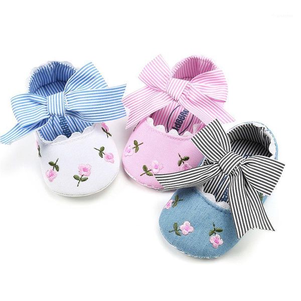 

first walkers newborn toddler baby girls bow anti-slip cloth crib shoes sweet soft sole sneakers prewalker contanier 0-18m1