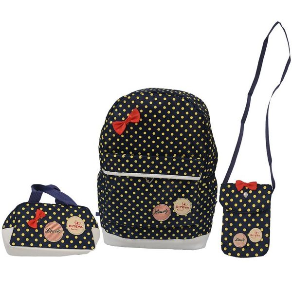 

3 pcs/set new waterproof girl school bags for teenagers backpack women shoulder bags, dark blue