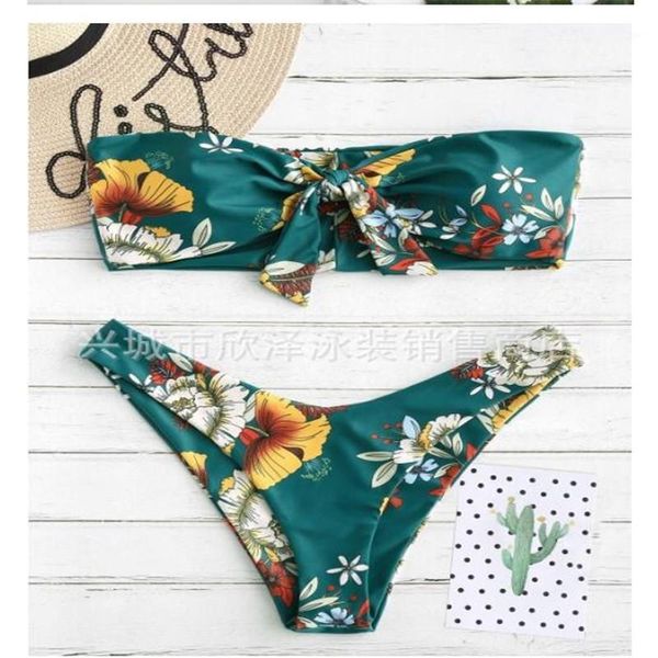 

bikini 2019 new floral print swimwear women bikini push up swimsuit bandage set brazilian summer beach bathing suits1, White;black