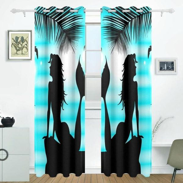 

tropical palm leaves curtains drapes panels darkening blackout grommet room divider for patio window sliding glass door1 curtain