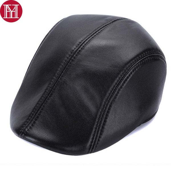 

berets real genuine sheepskin leather hats fall winter men women caps sboy cap, Blue;gray