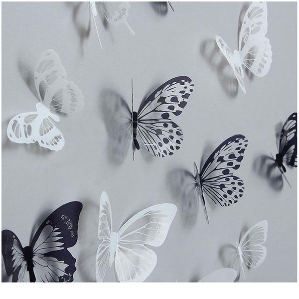 

36pcs 3d crystal butterfly wall stickers creative butterflies with diamond home decor kids room decoration art wal wmtitk