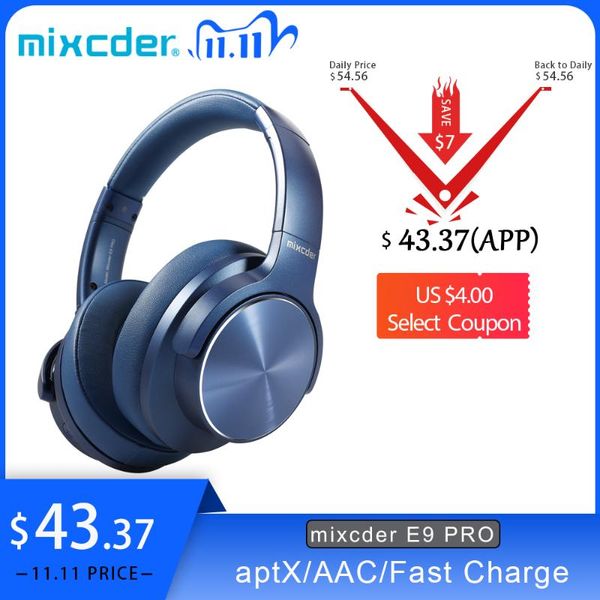 

mixcder e9 pro aptx ll headphones wireless bluetooth active noise cancelling headphone usb fast charging with mic blue headsets